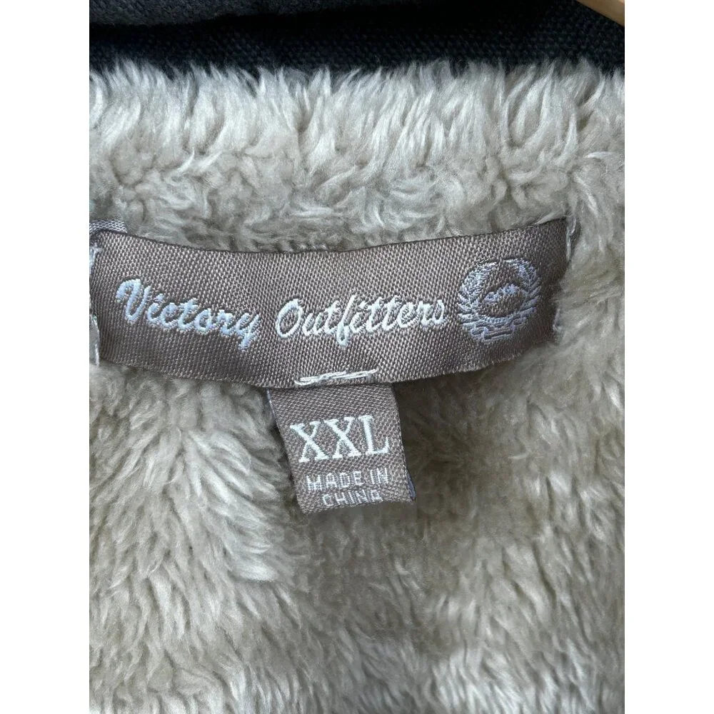 Victory‎ Outfitters Utility Vest Mens XXL Green Sherpa Lined Hooded Outdoor Wear